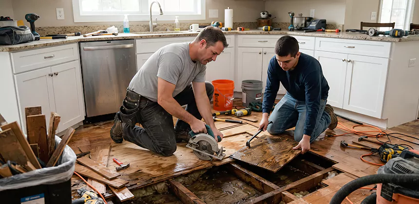 Kitchen Floor Water Damage Repair in Hemet